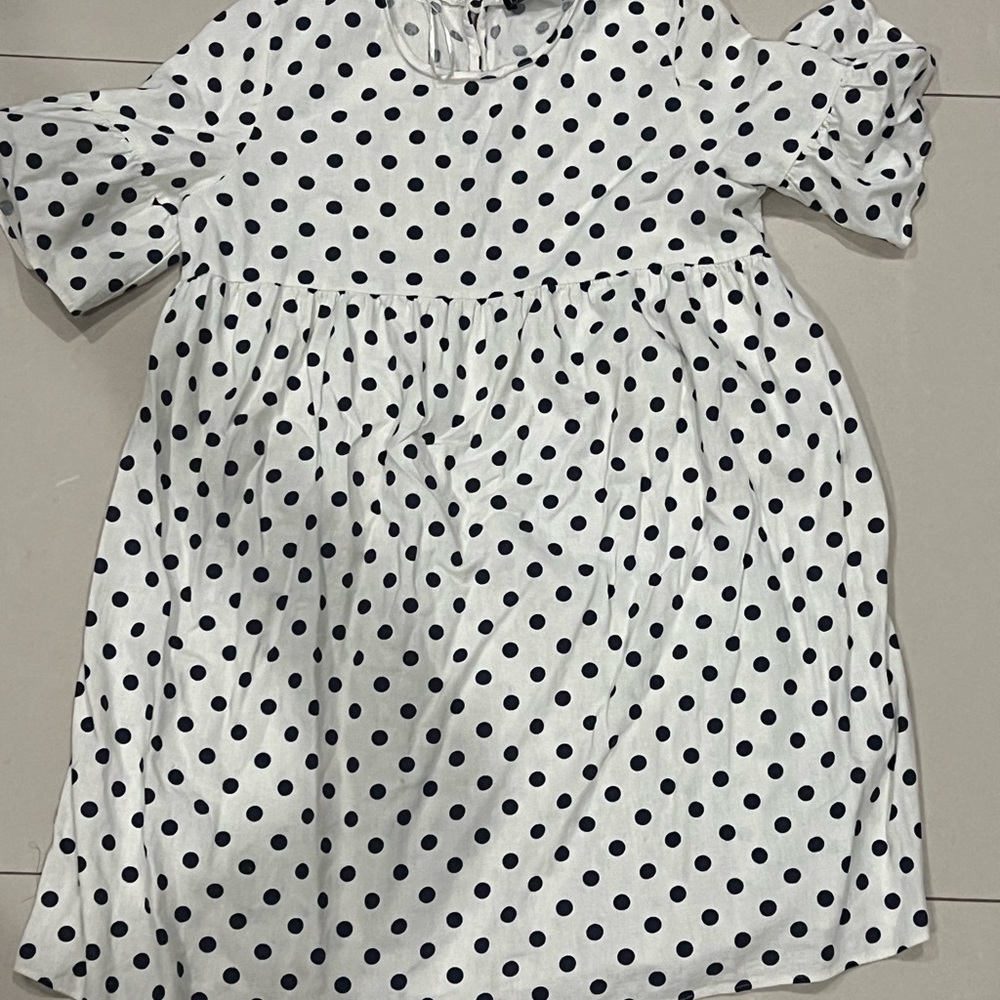 Zara White and Black Polka Dot Blouse
